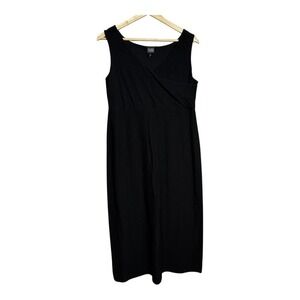 Eileen Fisher Womens Black Sleeveless Surplice Midi Dress 65TK D329 Medium